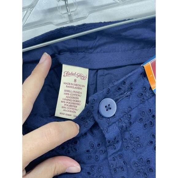 Faded Glory Navy Blue Eyelet Peppy Summer Festival Shorts Size 6 30” Waist NEW - Picture 6 of 9